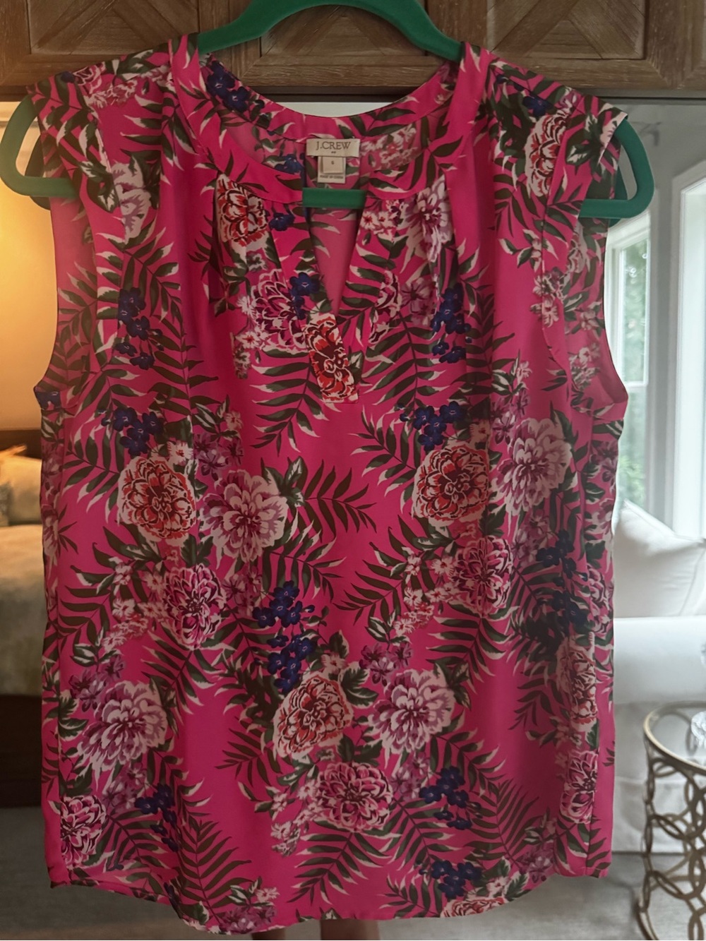J. Crew Hot Pink Floral Sleeveless Camisole